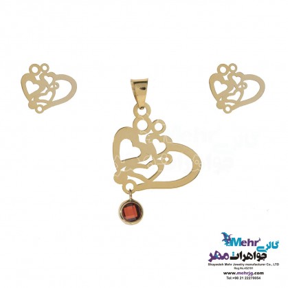 Half set of gold - Pendant and Earring - Heart Design-MS0192